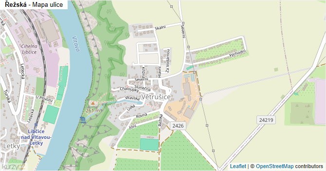 Řežská - mapa ulice