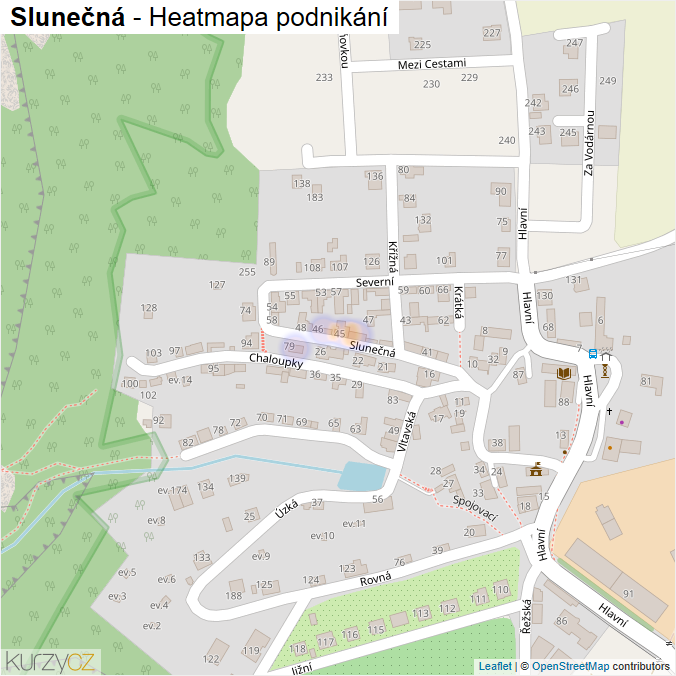 Mapa Slunečná - Firmy v ulici.