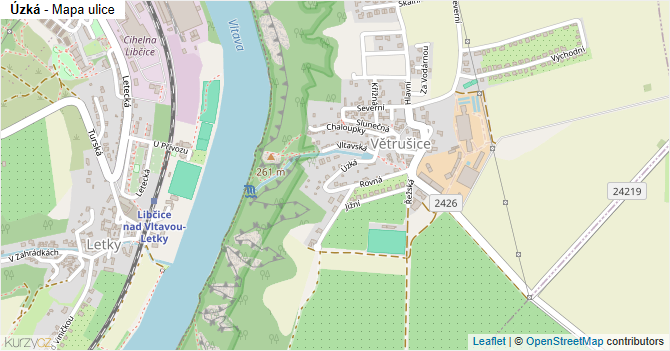 Úzká - mapa ulice