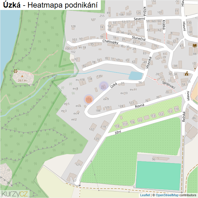 Mapa Úzká - Firmy v ulici.