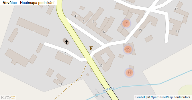Vevčice - mapa podnikání