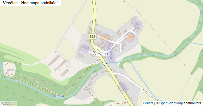 Vevčice - mapa podnikání