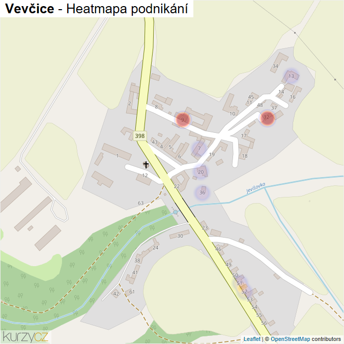 Mapa Vevčice - Firmy v části obce.