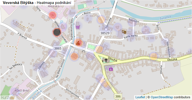 Veverská Bítýška - mapa podnikání
