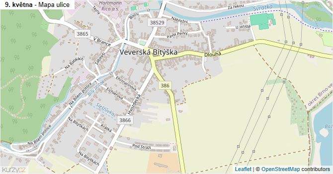9. května - mapa ulice