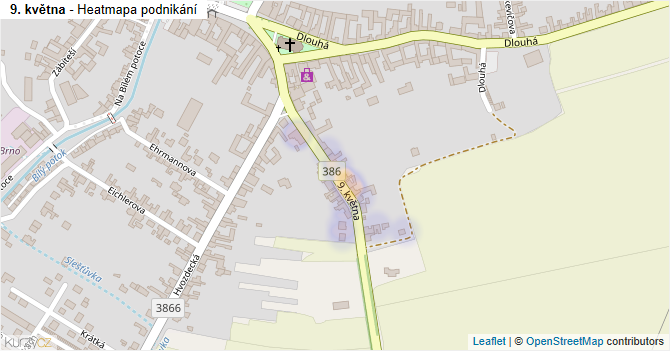 9. května - mapa podnikání