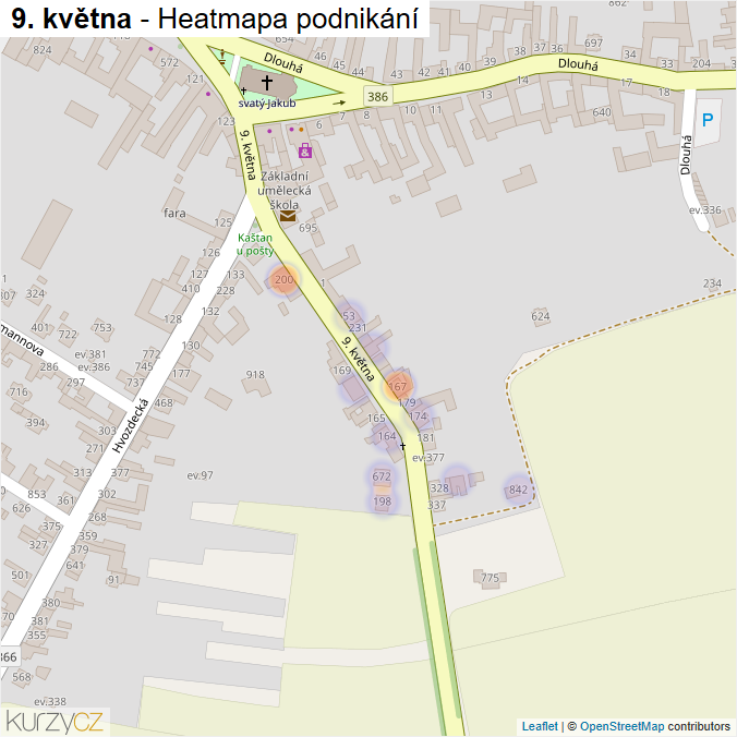 Mapa 9. května - Firmy v ulici.