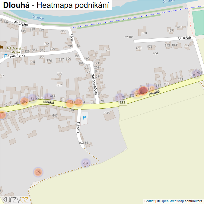 Mapa Dlouhá - Firmy v ulici.