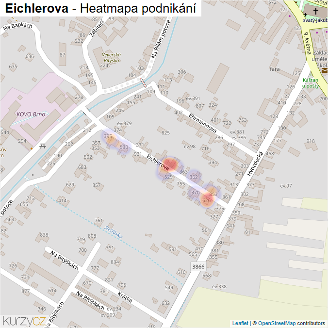 Mapa Eichlerova - Firmy v ulici.