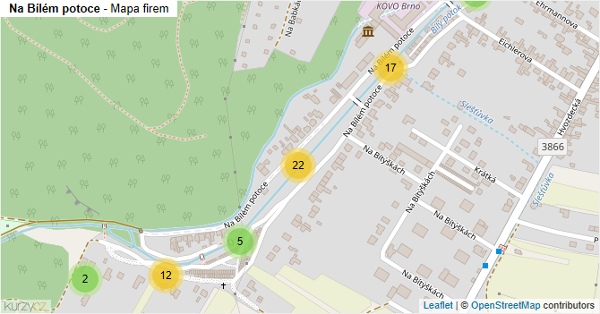 Na Bílém potoce - mapa firem