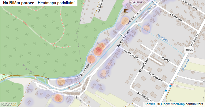 Na Bílém potoce - mapa podnikání