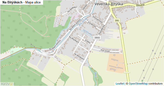 Na Bítýškách - mapa ulice