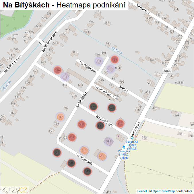 Mapa Na Bítýškách - Firmy v ulici.