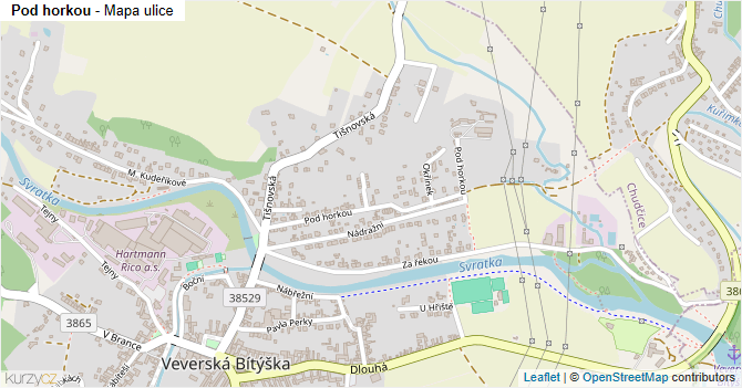 Pod horkou - mapa ulice