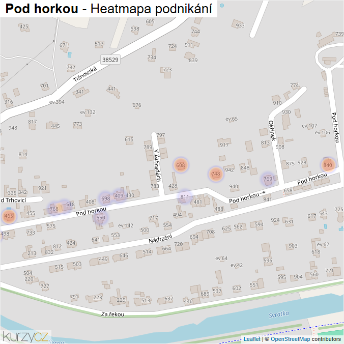Mapa Pod horkou - Firmy v ulici.