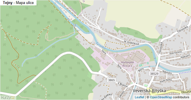 Tejny - mapa ulice