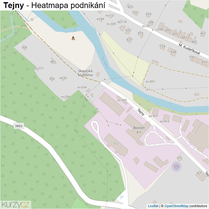 Mapa Tejny - Firmy v ulici.