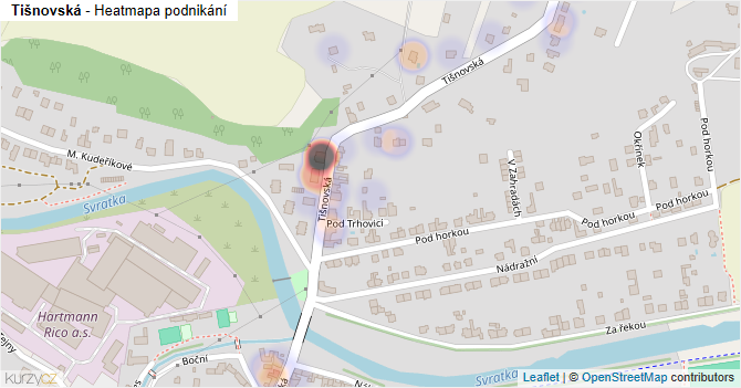 Tišnovská - mapa podnikání