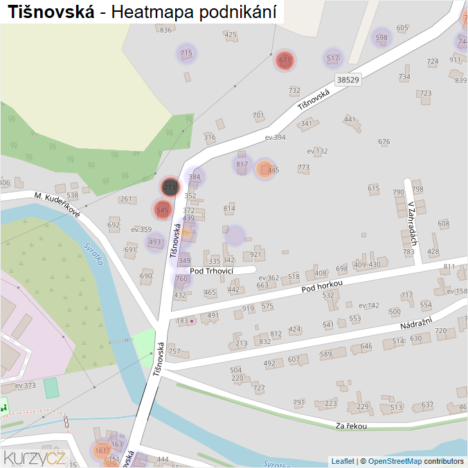 Mapa Tišnovská - Firmy v ulici.