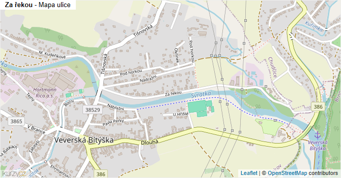 Za řekou - mapa ulice