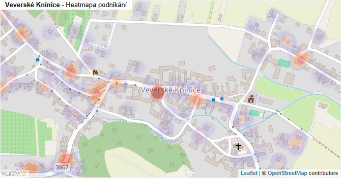 Veverské Knínice - mapa podnikání