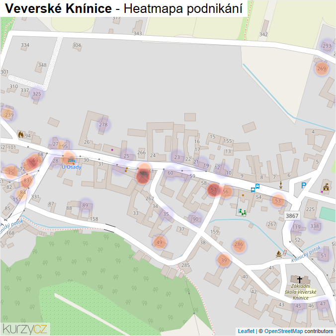 Mapa Veverské Knínice - Firmy v části obce.