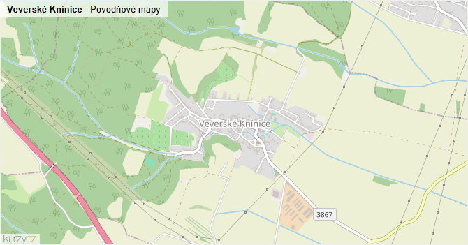 Veverské Knínice - záplavové mapy stoleté vody