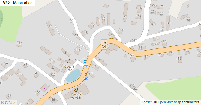 Věž - mapa obce