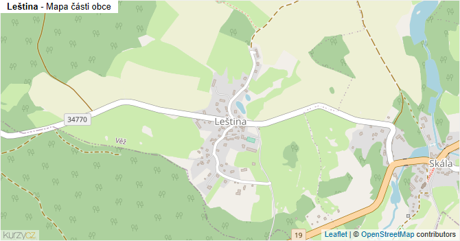 Leština - mapa části obce