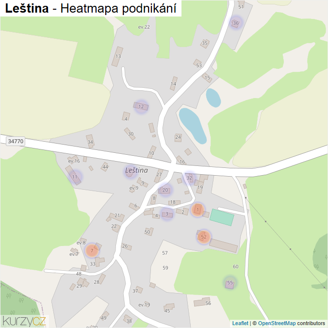 Mapa Leština - Firmy v části obce.