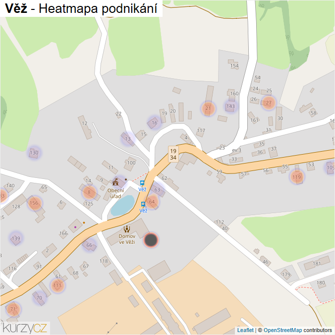 Mapa Věž - Firmy v části obce.