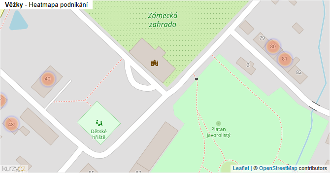 Věžky - mapa podnikání