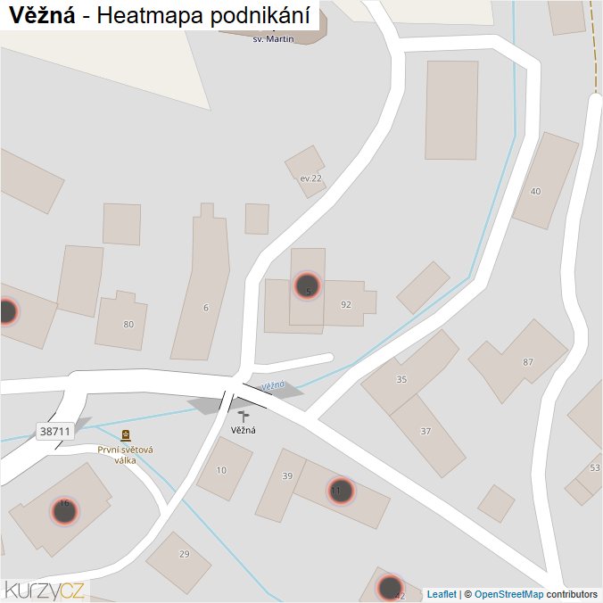 Mapa Věžná - Firmy v obci.