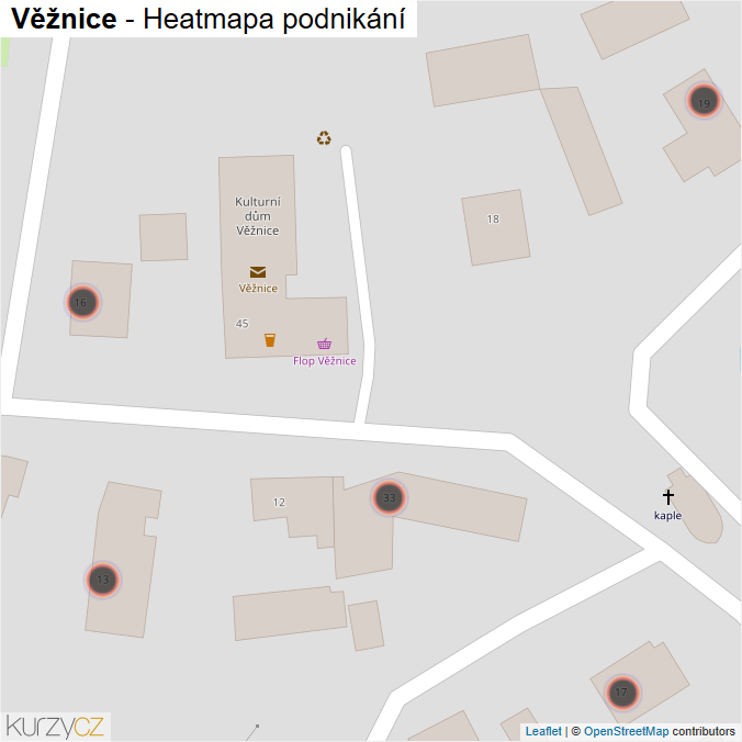 Mapa Věžnice - Firmy v obci.
