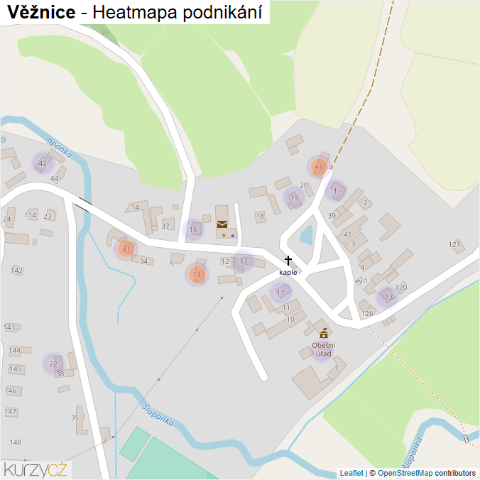 Mapa Věžnice - Firmy v části obce.