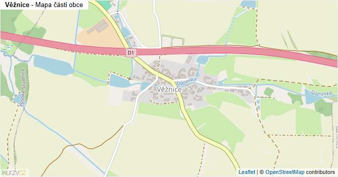 Věžnice - mapa části obce
