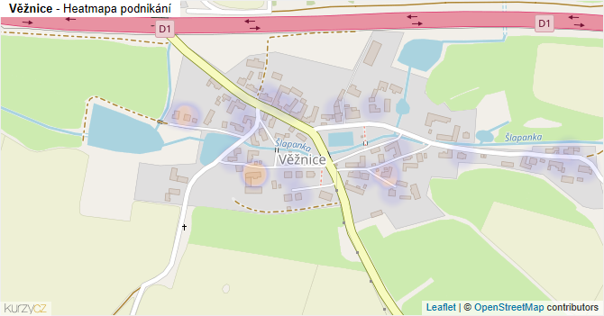 Věžnice - mapa podnikání