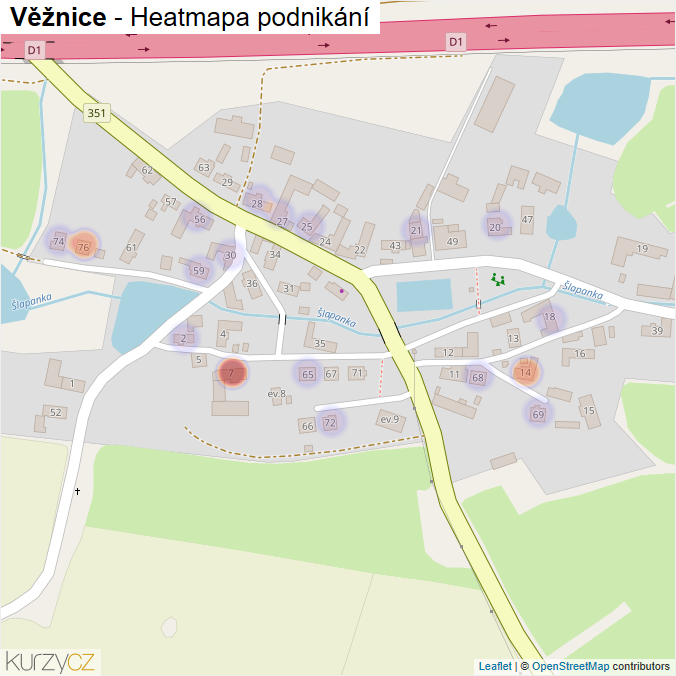 Mapa Věžnice - Firmy v části obce.
