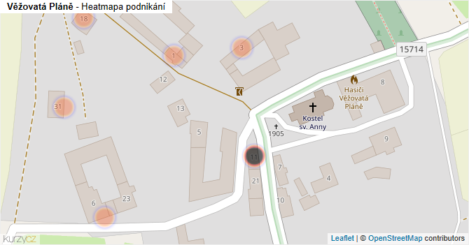 Věžovatá Pláně - mapa podnikání