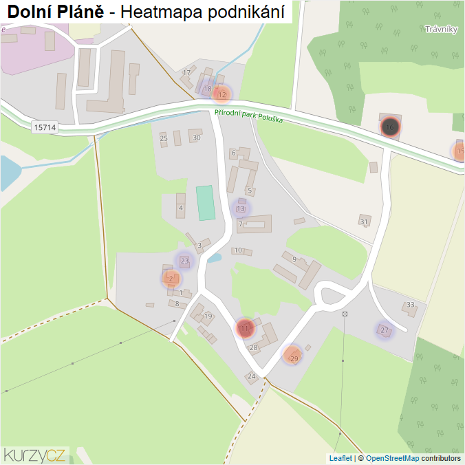 Mapa Dolní Pláně - Firmy v části obce.