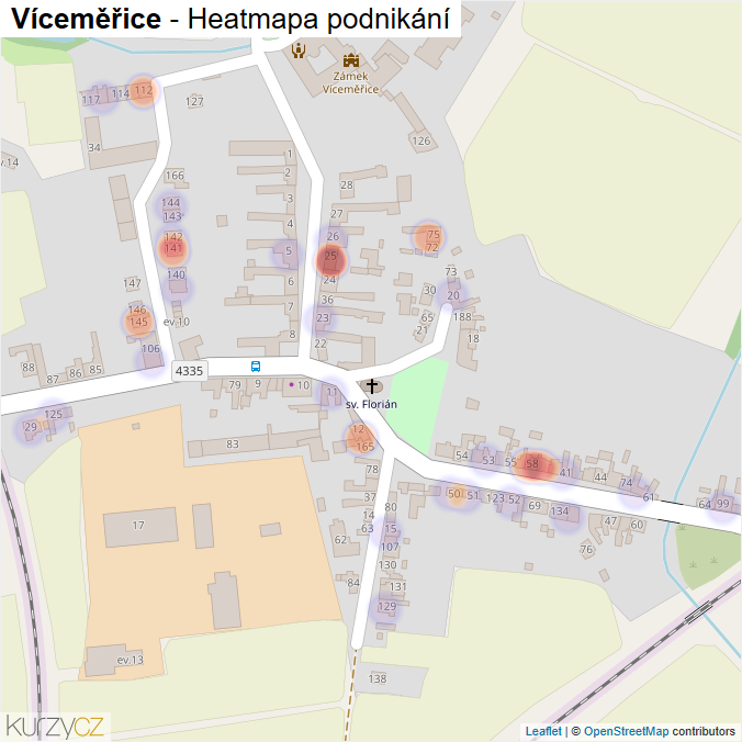 Mapa Víceměřice - Firmy v části obce.