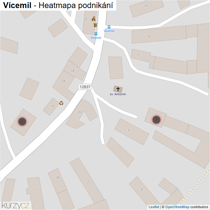 Mapa Vícemil - Firmy v obci.