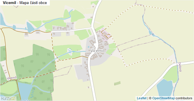 Vícemil - mapa části obce