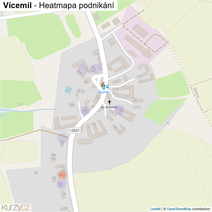Mapa Vícemil - Firmy v části obce.