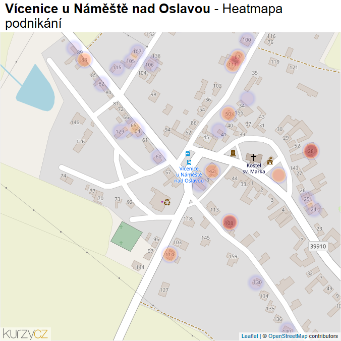 Mapa Vícenice u Náměště nad Oslavou - Firmy v části obce.