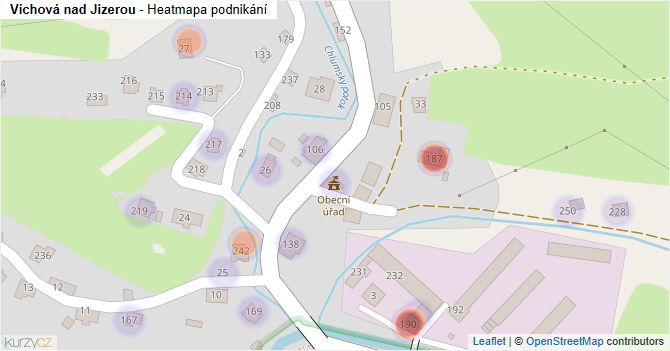 Víchová nad Jizerou - mapa podnikání