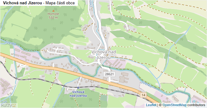 Víchová nad Jizerou - mapa části obce