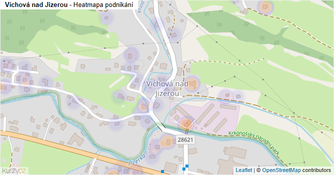 Víchová nad Jizerou - mapa podnikání