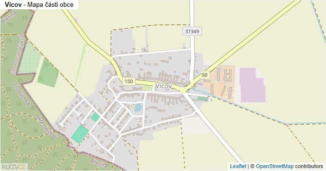 Vícov - mapa části obce
