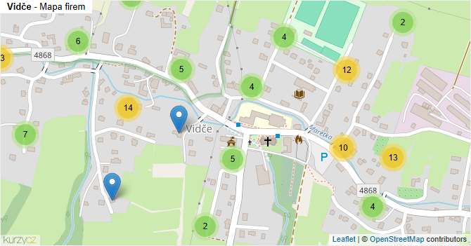 Vidče - mapa firem